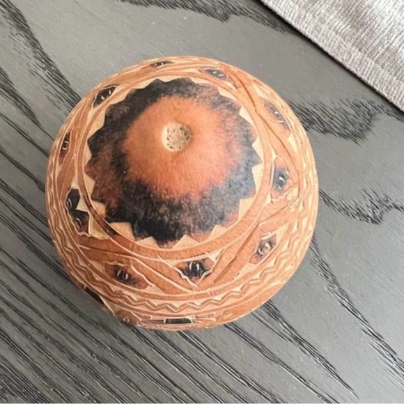 Vtg Peruvian Hand Carved Bowl Peru Folk Art Storytelling Calabash Gourd Small - Picture 5 of 8